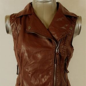 PAPER TEE womens Medium FAUX LEATHER jacket (A5)E2